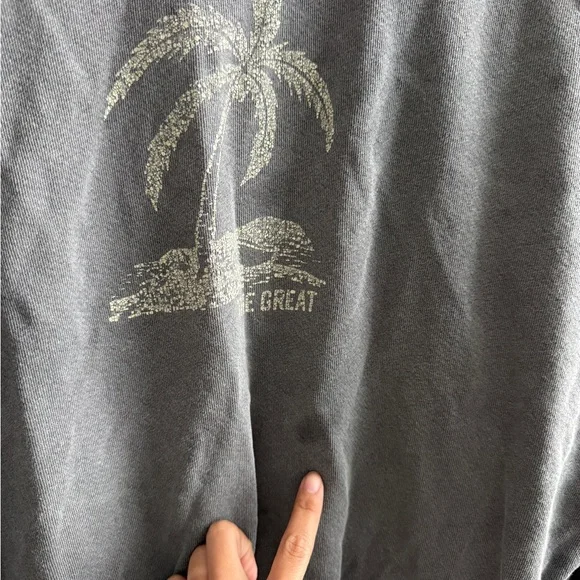 The Great. Palm Tree Sweatshirt Size 2 (Medium) *STAINS* - Picture 2 of 9